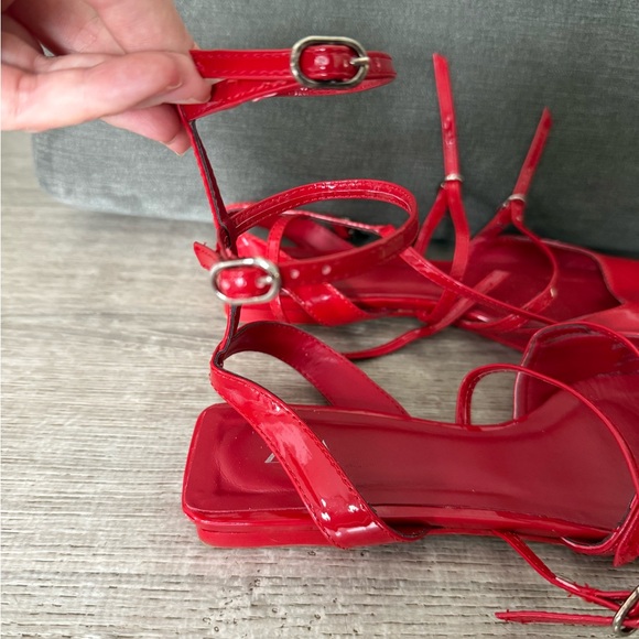 Zara Women's Red Strappy Sandals - Picture 3 of 6